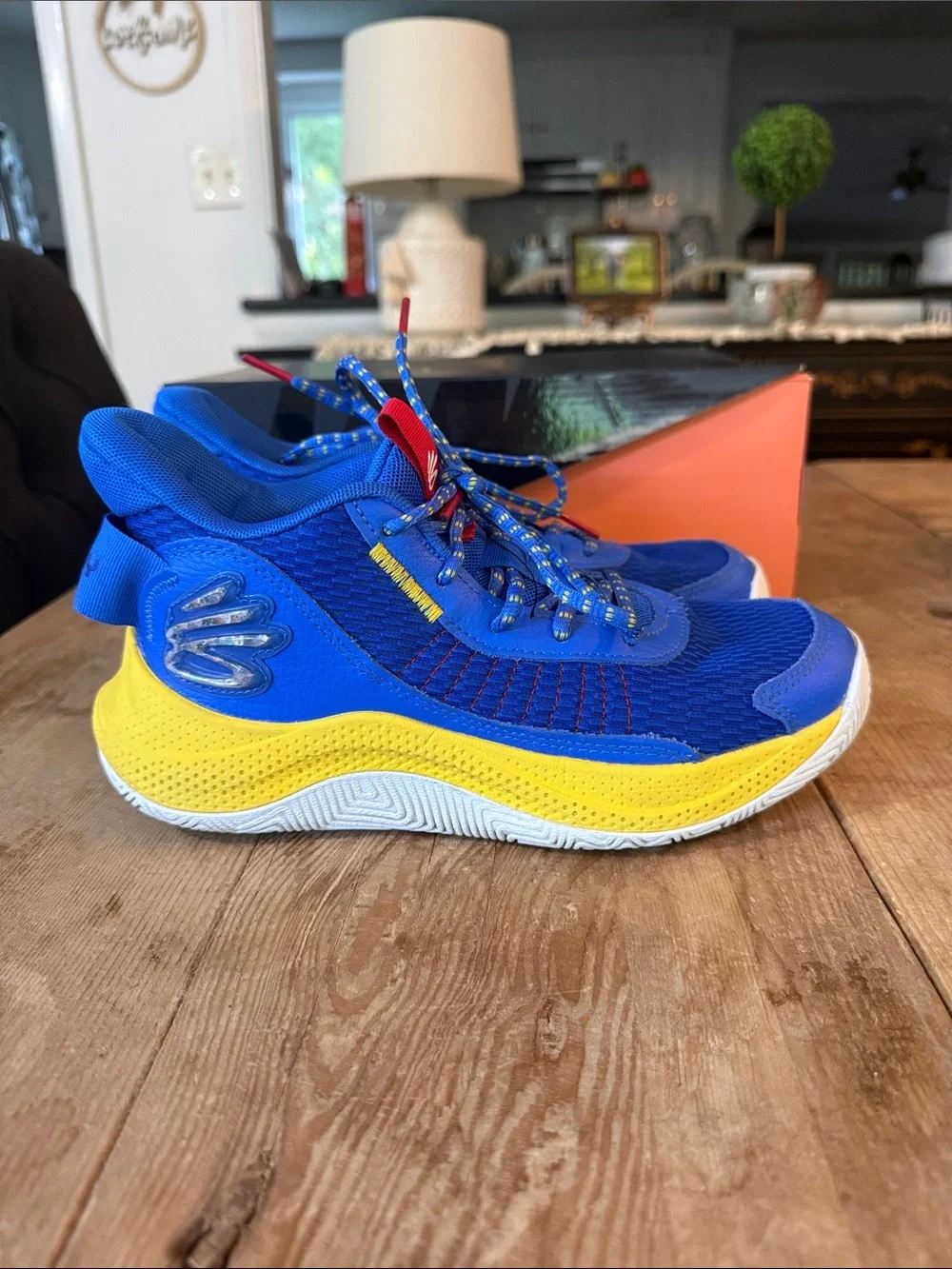 Under Armour Kids Blue and Yellow Athletic Sneakers